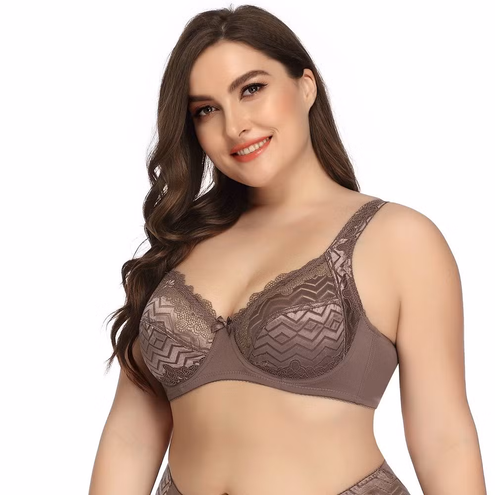 Intiflower Sexy Underwire Bra for Women Soft and Comfortable Vena Bra Elegant Big Cup Set Bow Decoration