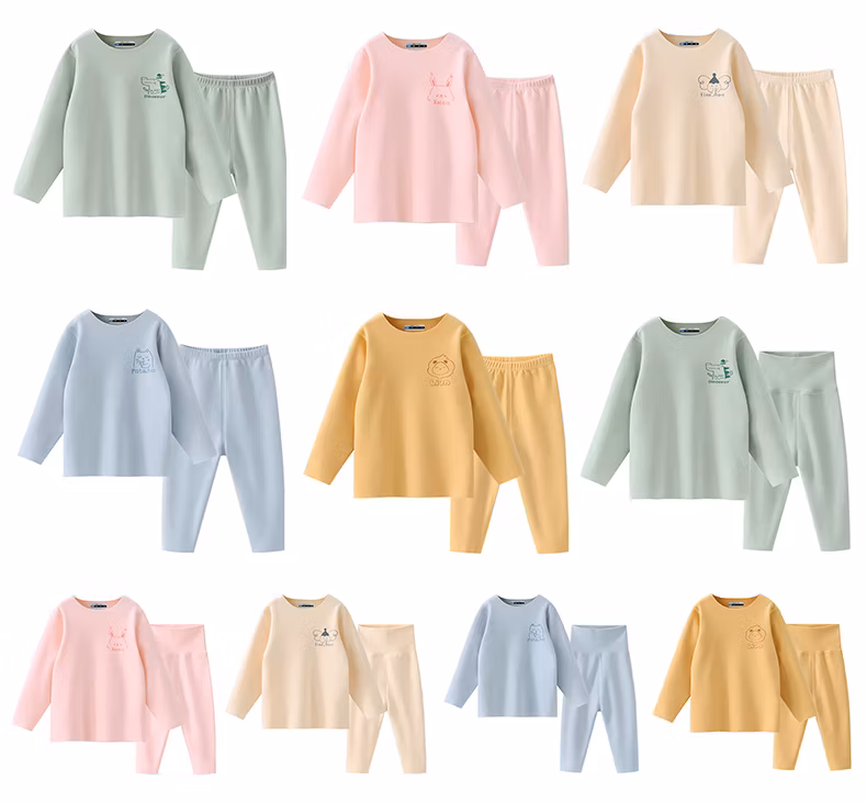 Widely Used Children′s Pajama Set Baby Cotton Warm Round Neck Sleep Wear