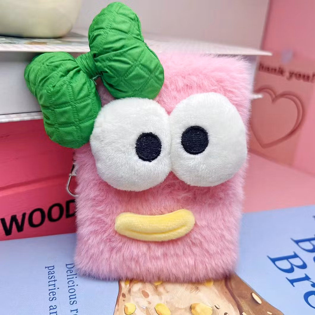 Creative Notebook with Cute Big Eyes Funny Bow Sausage Mouth Fabric Cover A7 Sizes Notepad for Carry-on and Gift