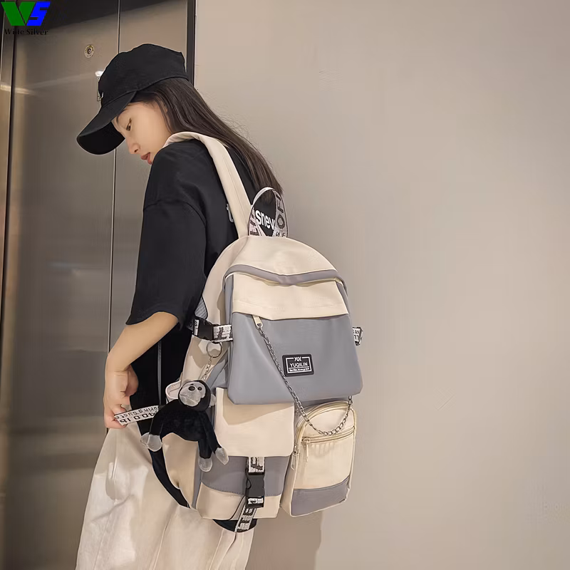 Wide Silver Special Counter Kids Backpacks with Cartoon Design Plush Toy 2024