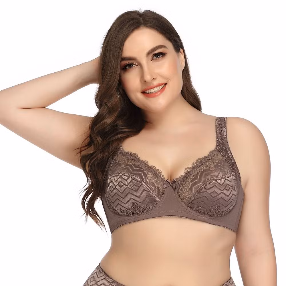 Intiflower Sexy Underwire Bra for Women Soft and Comfortable Vena Bra Elegant Big Cup Set Bow Decoration