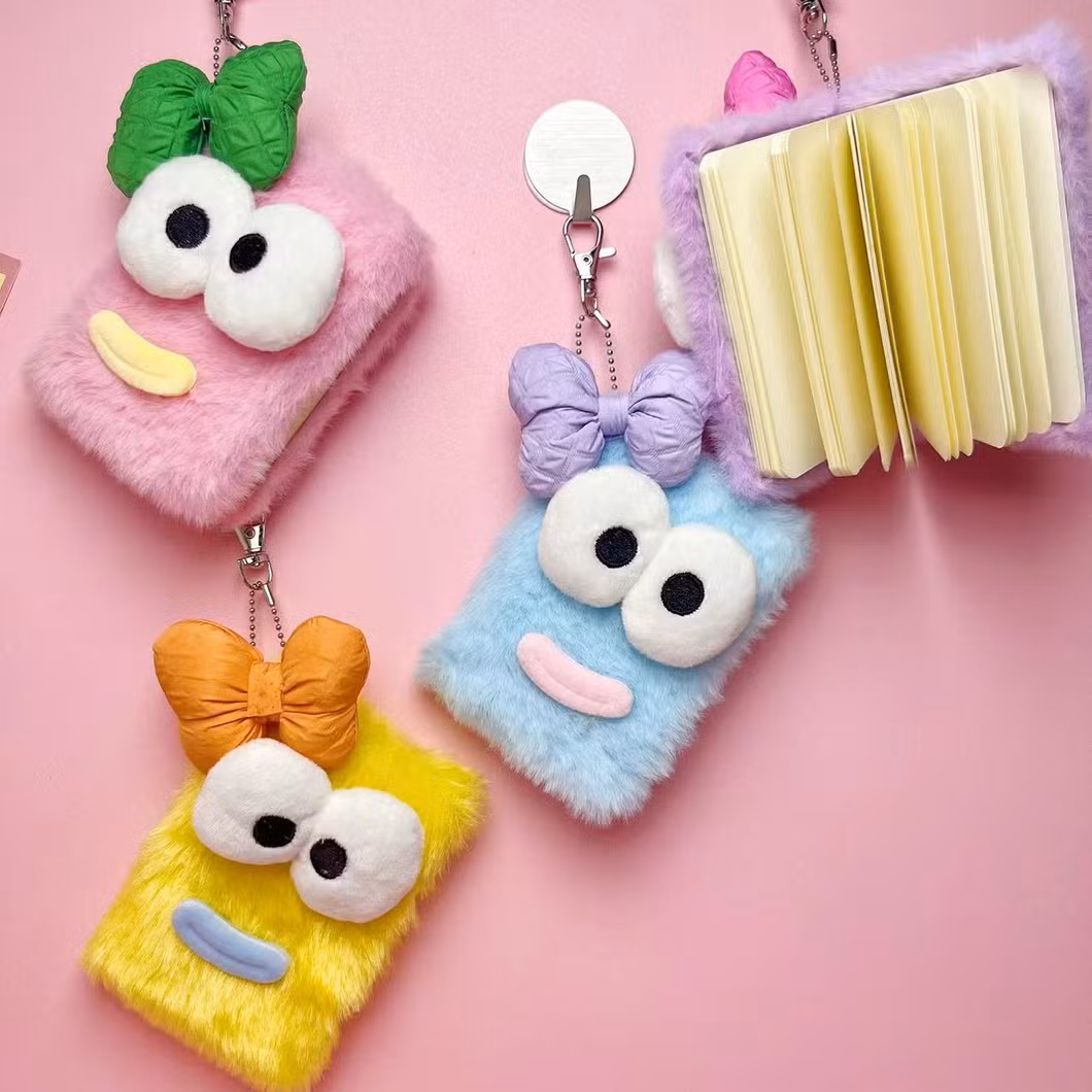Creative Notebook with Cute Big Eyes Funny Bow Sausage Mouth Fabric Cover A7 Sizes Notepad for Carry-on and Gift
