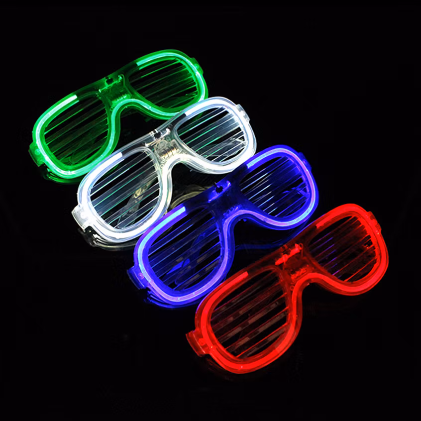New Year Glow in Dark Party Supplies Shutter Shades LED Sunglasses 6 Color Light up Glasses for Kids Adult