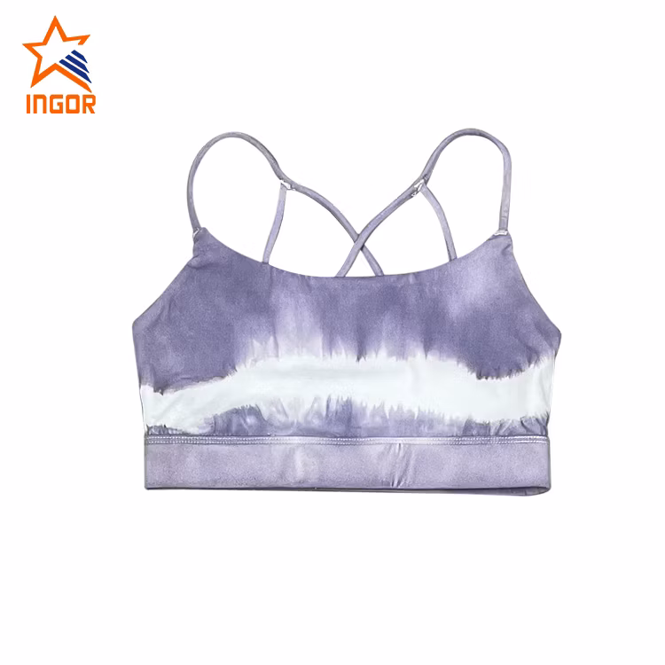 Ingorsports Kids Clothes Soft Bottom Elastic Band Tie Dye Bra & High Waistband Flare Legging Set Children Swimwear Sports Wear Girl′s Swimsuit