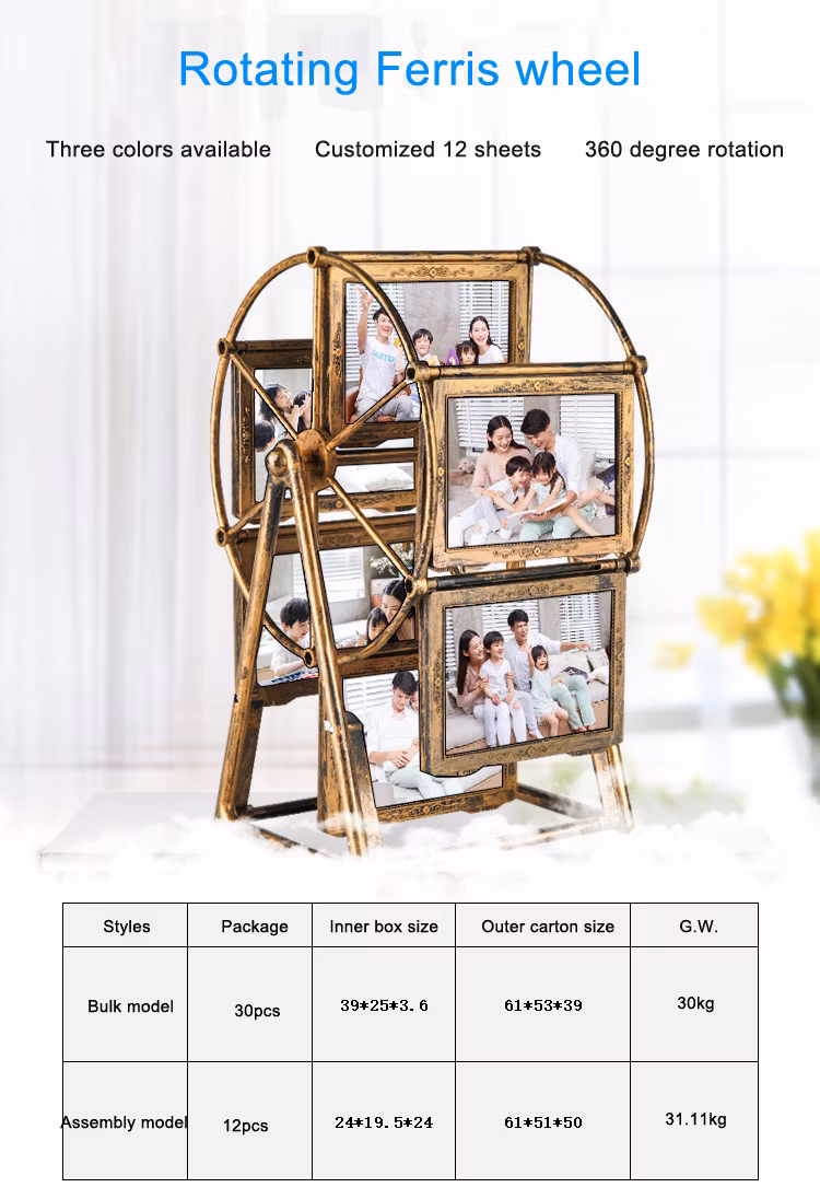 Memorial Frame Home Art Decor Rotating Ferris Wheel Photo Frame Standing 5 Inch Wedding Children Rotating Photo Frame