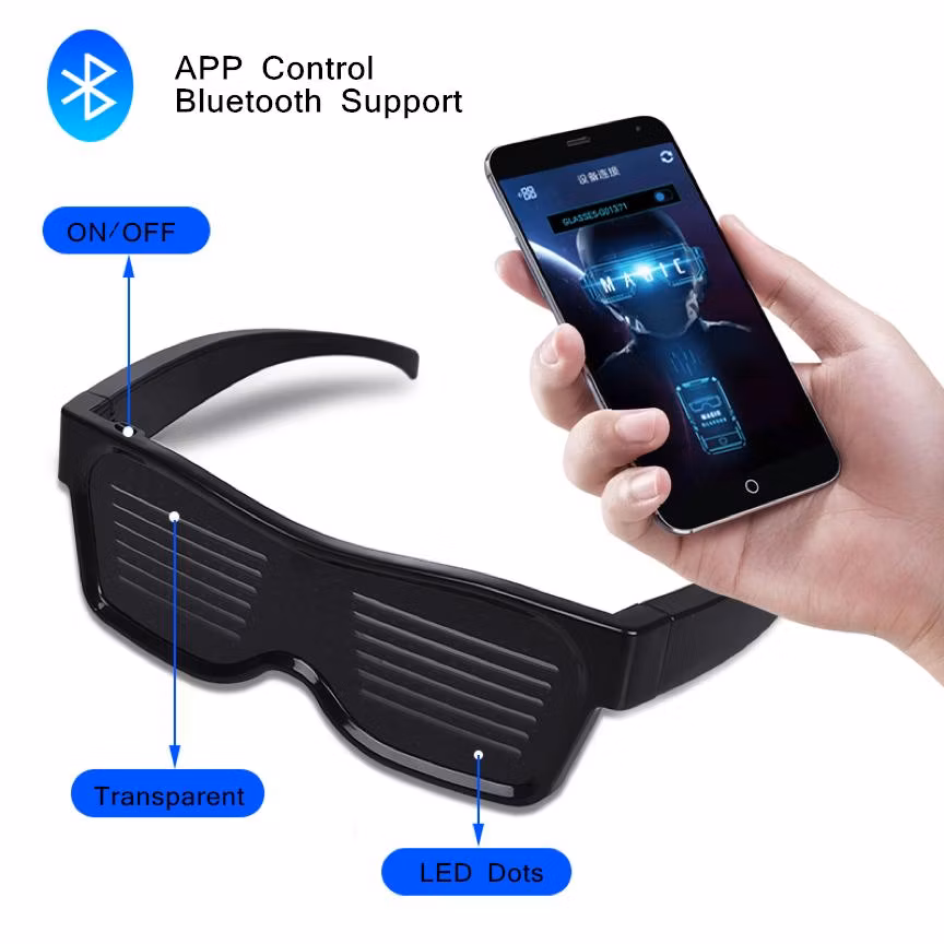 Party LED Glasses Disco Wine Bar Dynamic Flashing LED Glasses Blue Tooth APP Support Customizable Light up Glass USB Charging