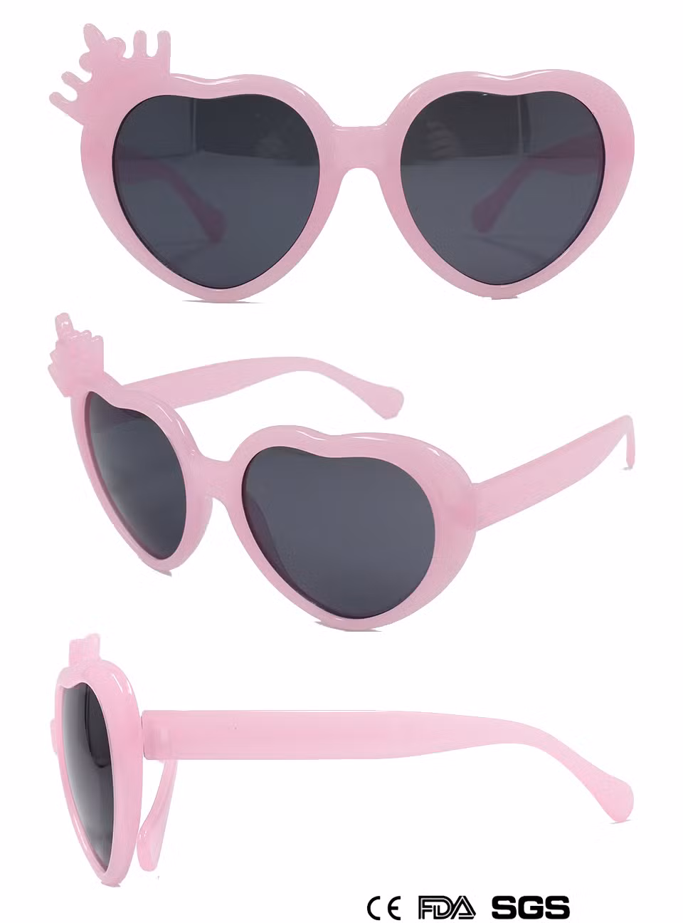 Girl′s Sunglasses in The Shape of a Heart with a Crown (LT905028)