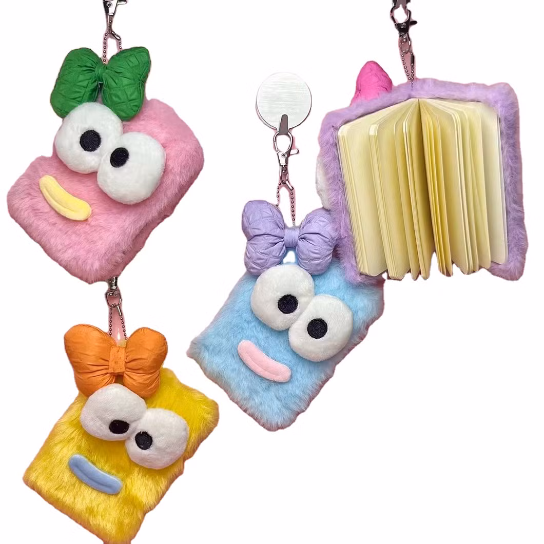 Creative Notebook with Cute Big Eyes Funny Bow Sausage Mouth Fabric Cover A7 Sizes Notepad for Carry-on and Gift