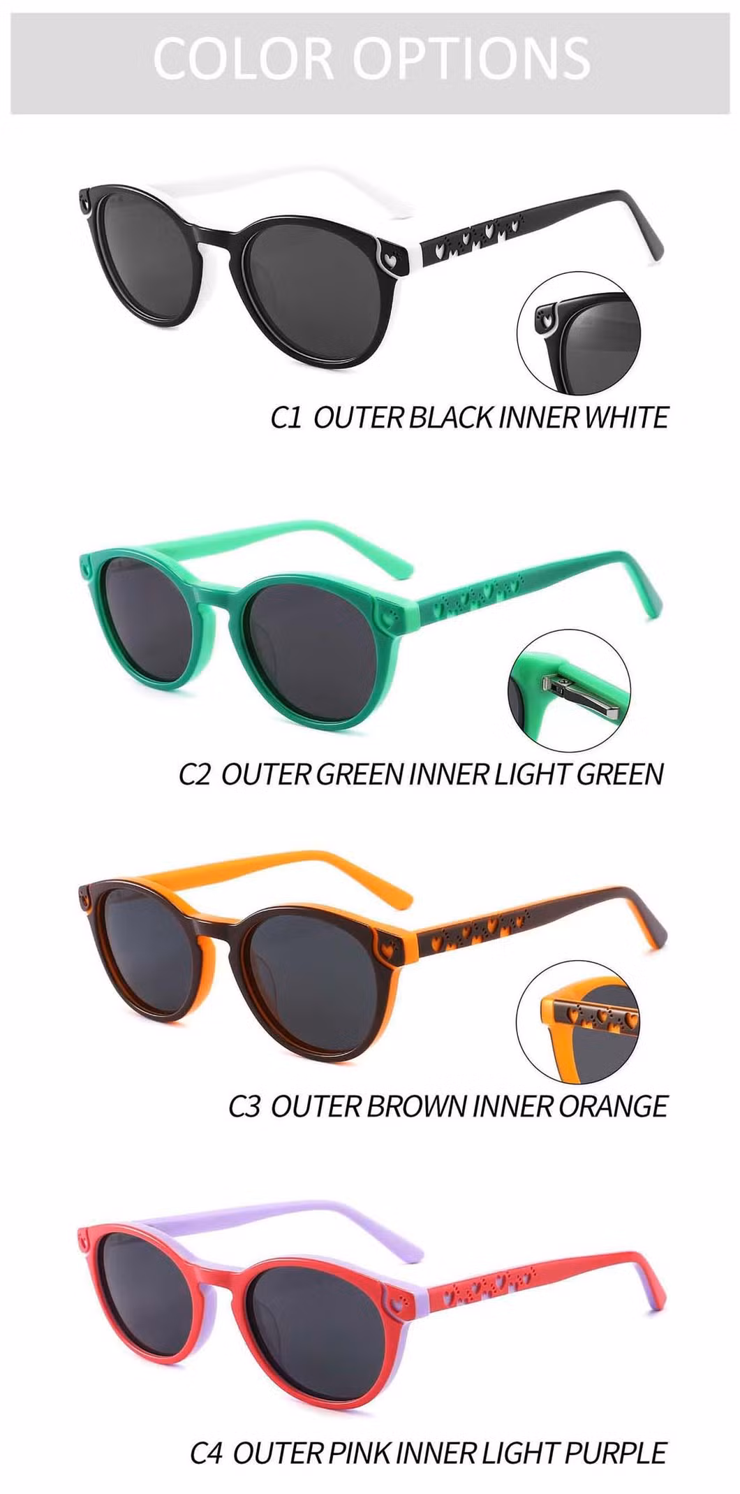 Gd Cute Boys Girls Child Round Acetate Sunglasses Outside Sports Shades UV400 Retro Gifts Summer Kids Sunglasses