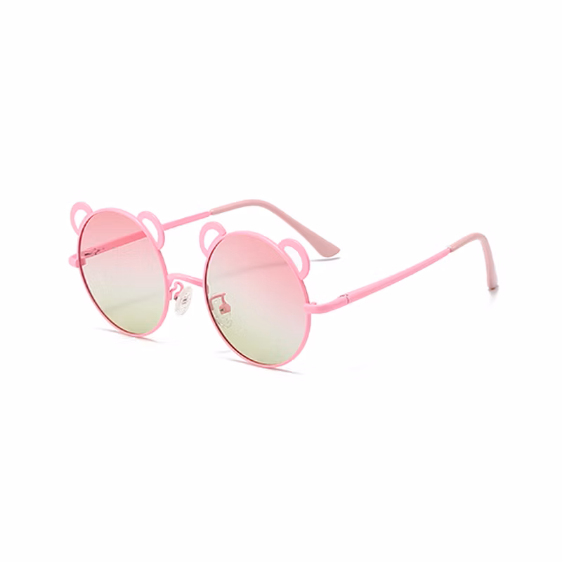 Customized Fashion Cartoon Panda Decoration Metal Round Kids Sunglasses