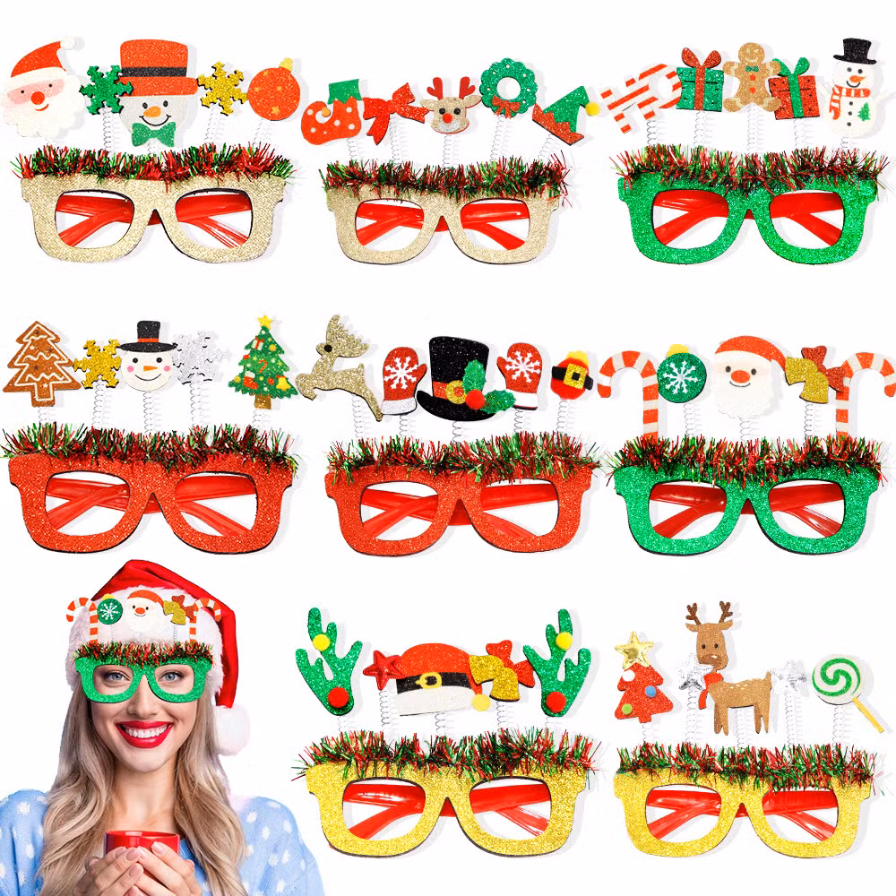 2025 New Santa Claus Christmas Decoration Cartoon Party New Year Glasses Frames