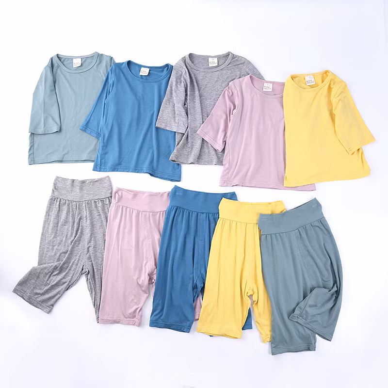 Modal MID-Sleeve MID-Pants Belly Protector Children′s Suit Baby Wear Baby Clothes Kids Wear