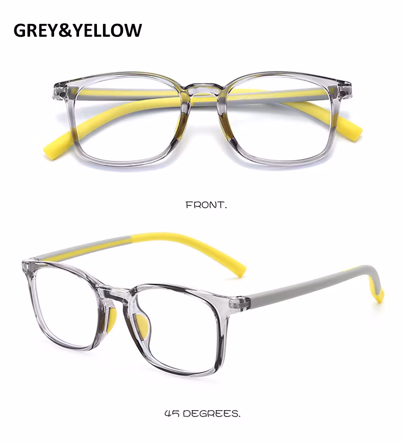 2023 China Factory High Quality in Stock Tr90 Unbreakable Frame Custom Shades Eyeglasses Kids Student Square Shape Anti Blue Light Blocking Computer Glasses