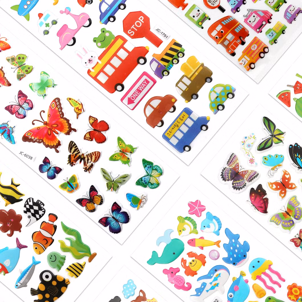 3D Stickers for Kids & Toddlers Puffy Stickers Variety Pack for Scrapbooking Bullet Journal Including Animal, Numbers, Fruits, Fish, Dinosaurs, Cars and More