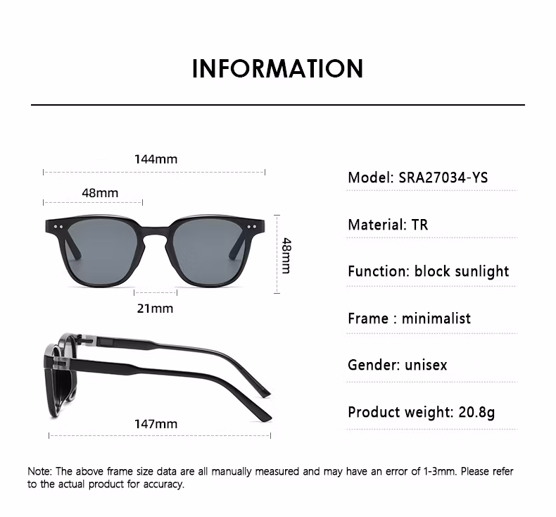 New Ins Style Detachable Anti Ultraviolet Small Red Black Frame Tr90 Glasses UV Resistant Wholesale Sun Shade Fashion Polarized Sunglasses for Women Mens