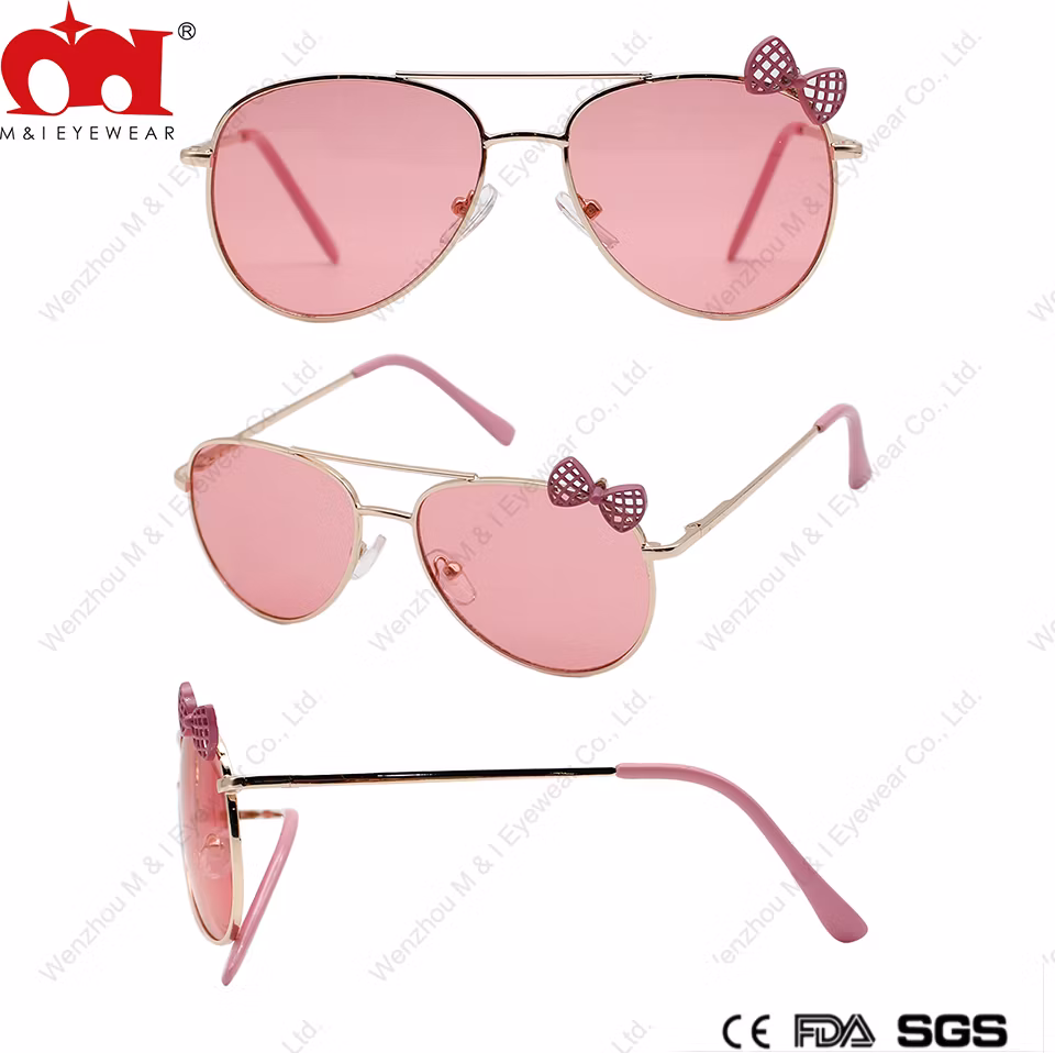 Twin Nose Bridge Ray Bow Tie Girly Fashion Cute Kids Sunglasses (MY20072)