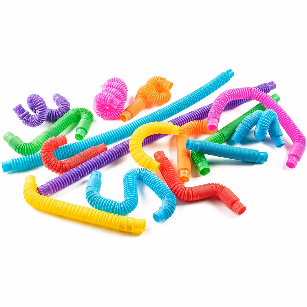 8PCS/Pack Colorful Stress Relief Decompression Pipe Pop Tube Sensory Fidget Toy for Kids Stretch