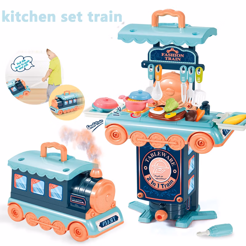 Yr86411 Wholesale Fashion Pretend Play Transplant Train Model Creative Cooking Set Toy Role Play Game Kitchen Set Toys Kids