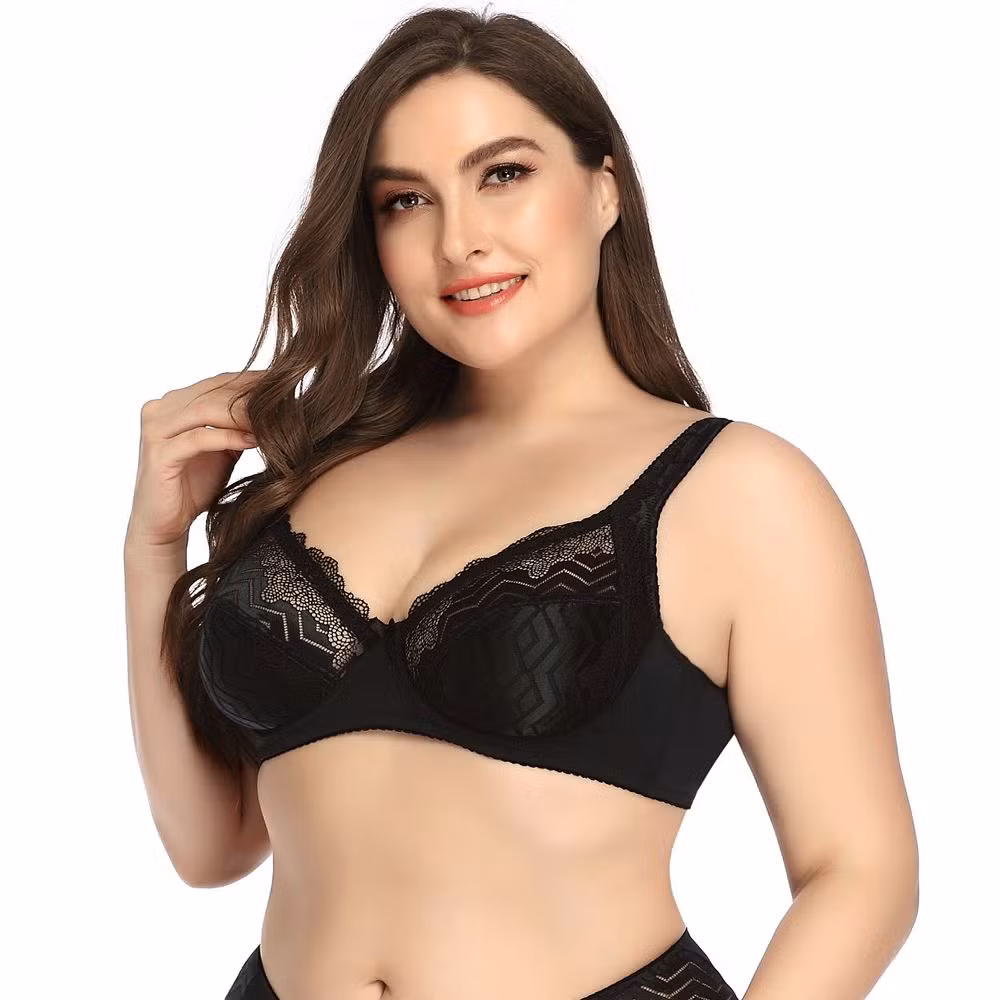 Intiflower Sexy Underwire Bra for Women Soft and Comfortable Vena Bra Elegant Big Cup Set Bow Decoration