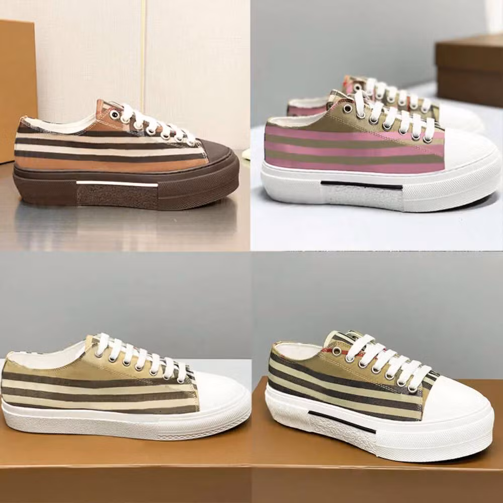 Designers Sneakers Print Check Trainer Men Casual Shoes Platform Trainers Striped Sneaker Printed Lettering Plaid Vintage Women Shoe with Box