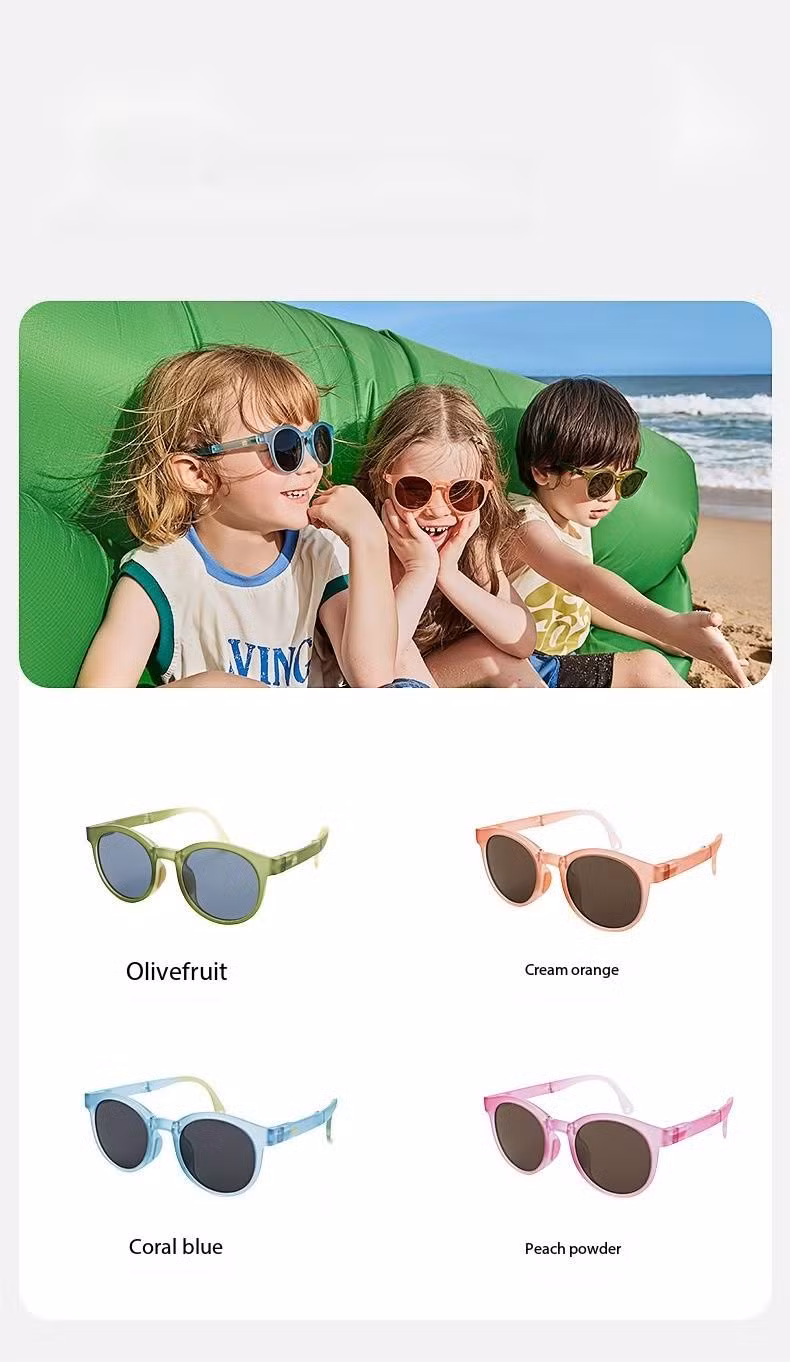 Foding Poket Tpee Kids Sunglasses with Polarized Lens UV 400 Protection