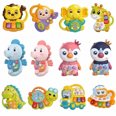 Battery Operated Cartoon Sunglasses Duck Toy Kids Plastic Animal Musical Toys Cute Baby Toys with Light Music and Spray Children Music Toys
