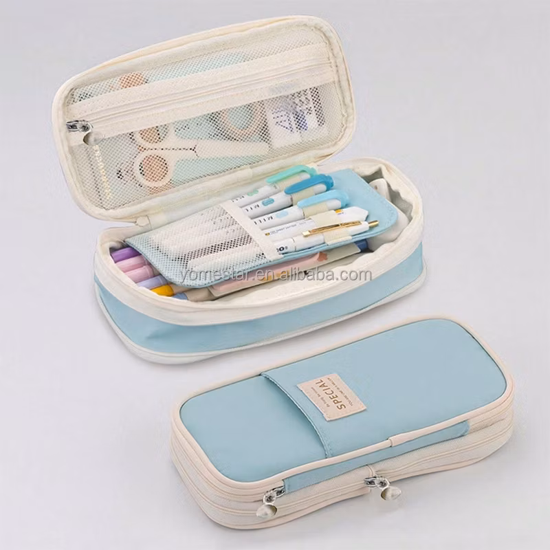 Wholesales Custom Angoo Student School Kids Children Boys Pen Box Pouch Stationery Bags Canvas Packaging Pencil Case for Girls
