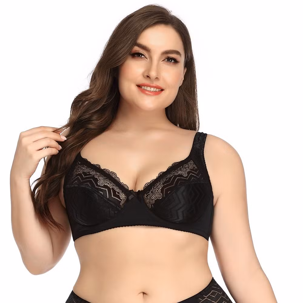 Intiflower Sexy Underwire Bra for Women Soft and Comfortable Vena Bra Elegant Big Cup Set Bow Decoration