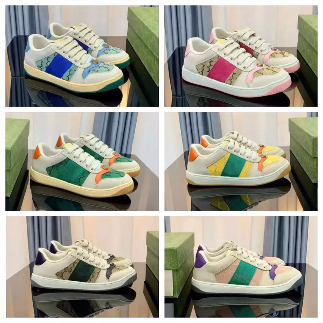Filter Sneakers Designer Shoes Gussie Crystal Women′s Trainers Top Brand Striped Fashion Retro Dirty Leather Men Shoes