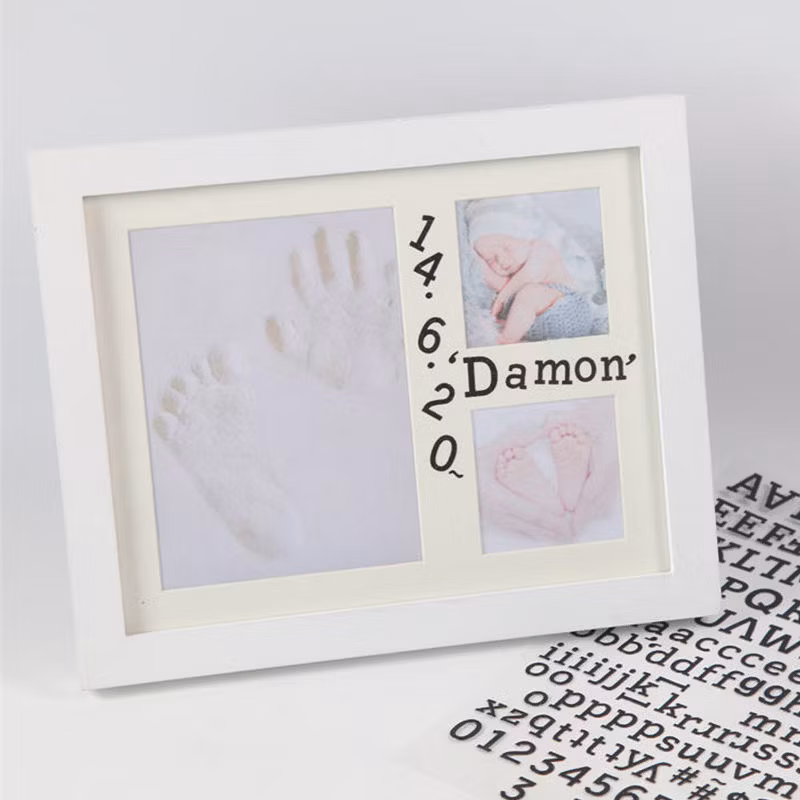 New Arrive Air Dry Clay Baby Child Photo Frame Print Customized Wood dB Keepsake in Colorful Giftbox MDF Soft and Non-Toxic