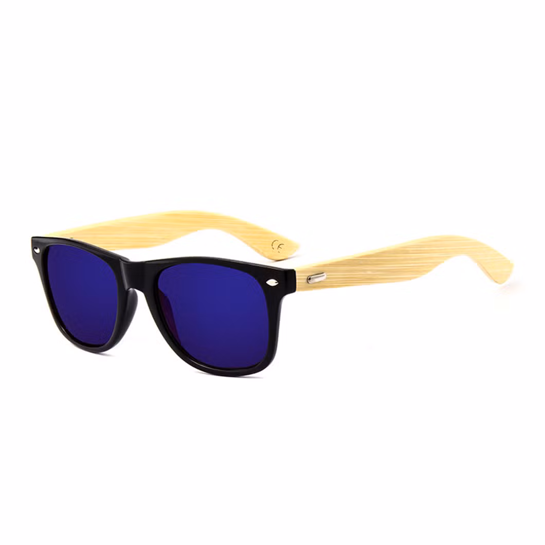High Quality Modern Wood Grain Square Frame Polarized UV 400 Sunglasses for Men