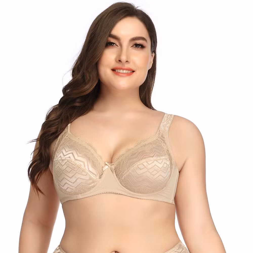Intiflower Sexy Underwire Bra for Women Soft and Comfortable Vena Bra Elegant Big Cup Set Bow Decoration