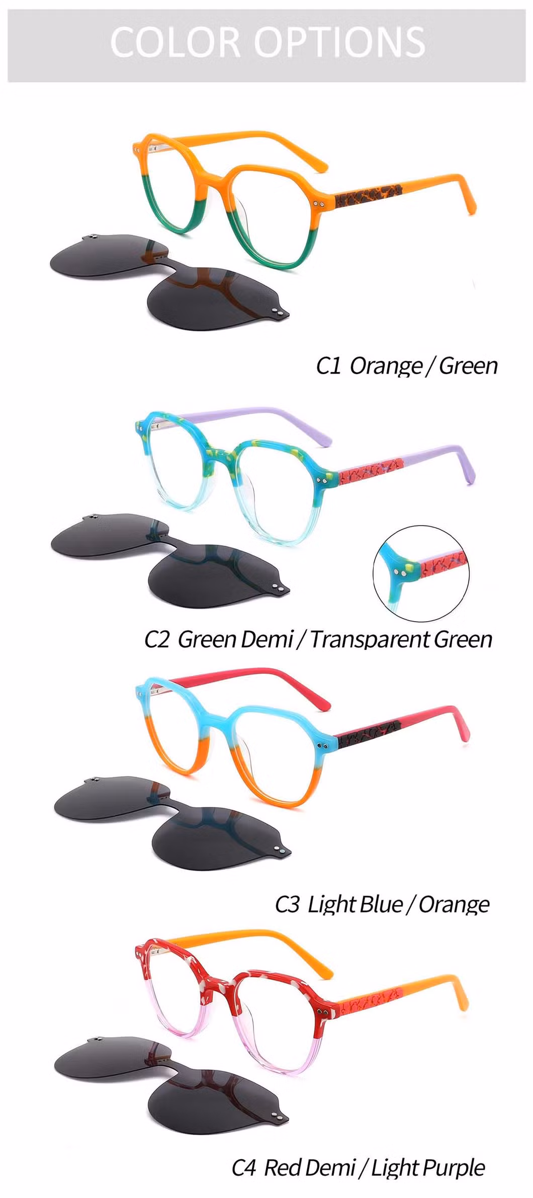 Gd New Arrivalas Beautiful Acetate Clip on Sunglasses Kids Teenager Eyeglasses Sunglasses Children Sunglasses