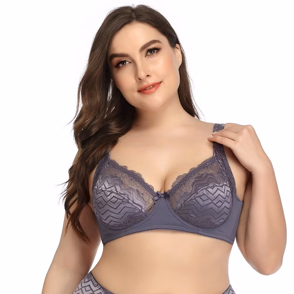 Intiflower Sexy Underwire Bra for Women Soft and Comfortable Vena Bra Elegant Big Cup Set Bow Decoration