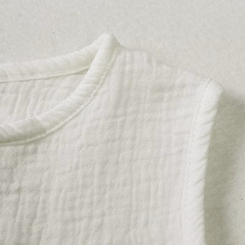 Children′s Vest Gauze Boys Girls Sleeveless T-Shirt Solid Color Tops Baby Wear Baby Clothes Kids Wear