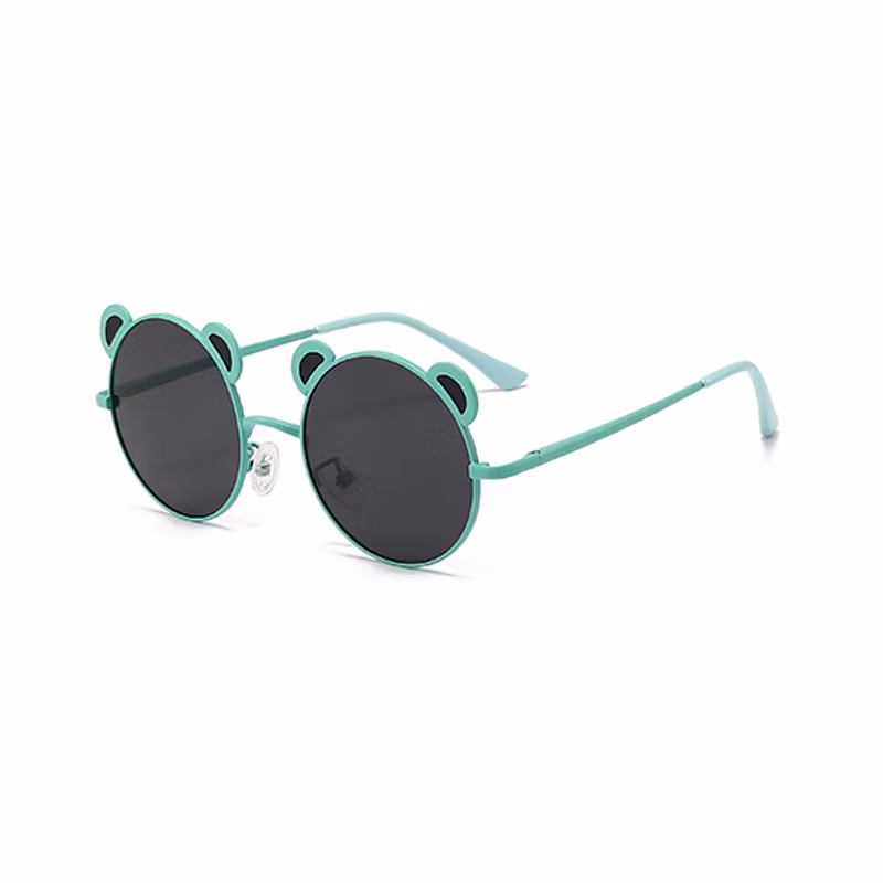 Customized Fashion Cartoon Panda Decoration Metal Round Kids Sunglasses