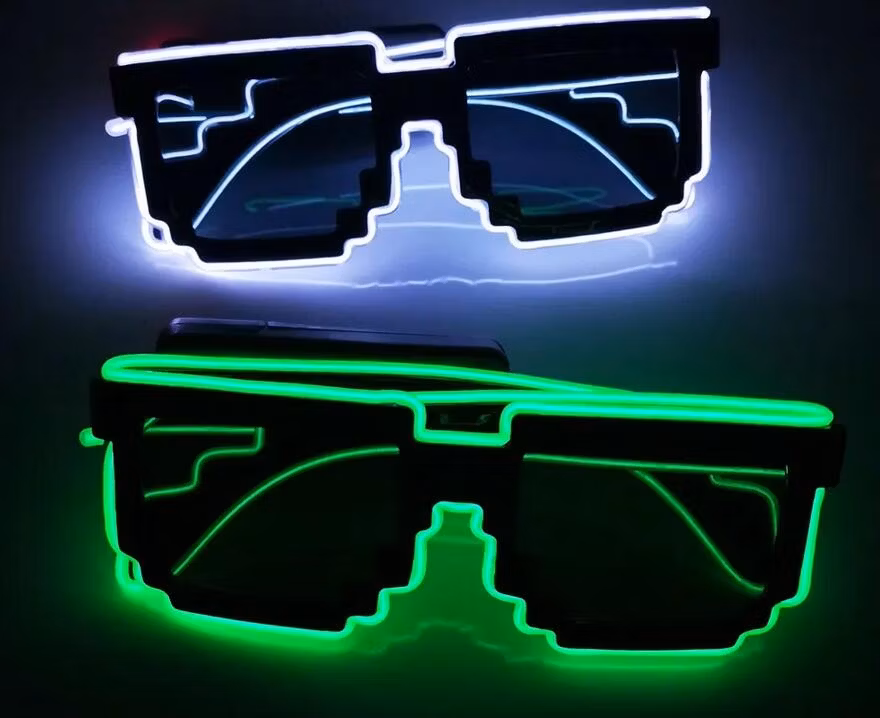 2024 LED Luminous Plastic Eyeglasses Battery Glow Party Concert Used Sunglasses