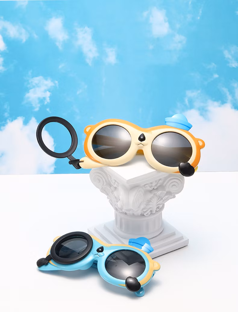 UV-Proof Cartoon Clamshell for Baby Dog Soft Silicone Sunglasses for Girls Toy Glasses Polarized Sunglasses for Children