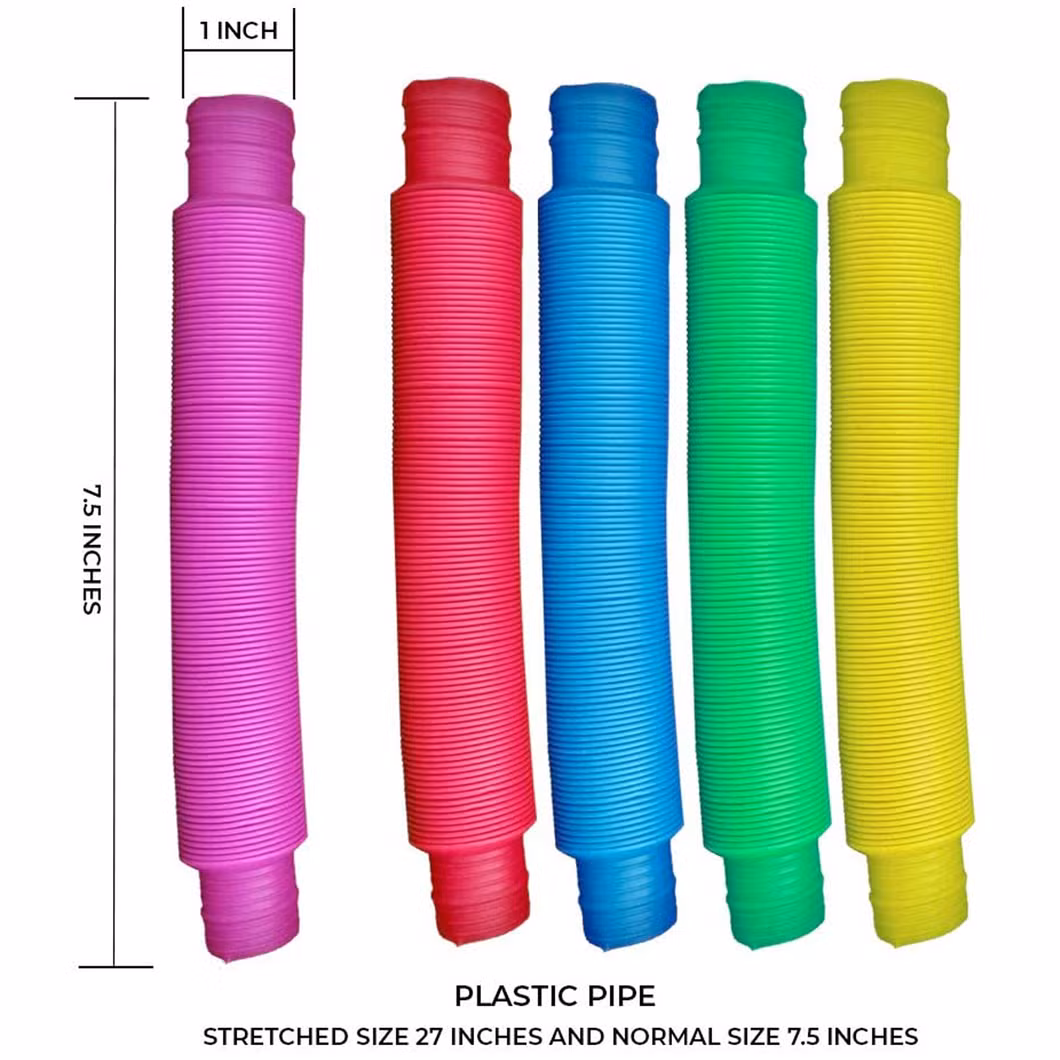 8PCS/Pack Colorful Stress Relief Decompression Pipe Pop Tube Sensory Fidget Toy for Kids Stretch