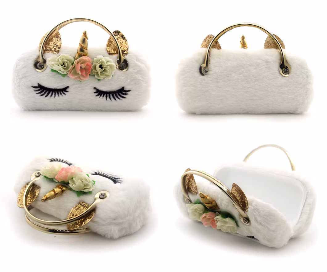 White Unicorn Glasses Case Hairy Spetacle Case Kids Portable Fashion Box