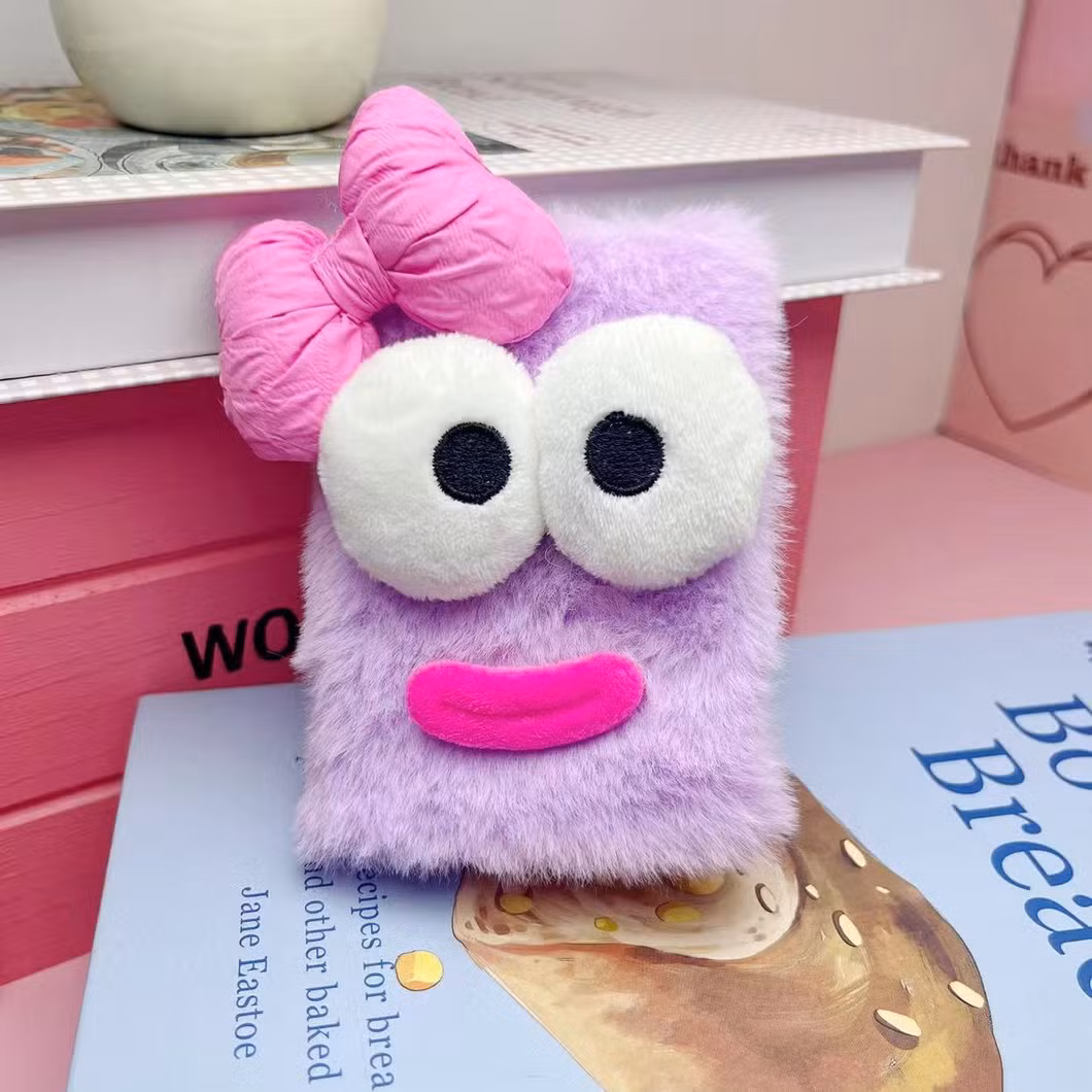 Creative Notebook with Cute Big Eyes Funny Bow Sausage Mouth Fabric Cover A7 Sizes Notepad for Carry-on and Gift