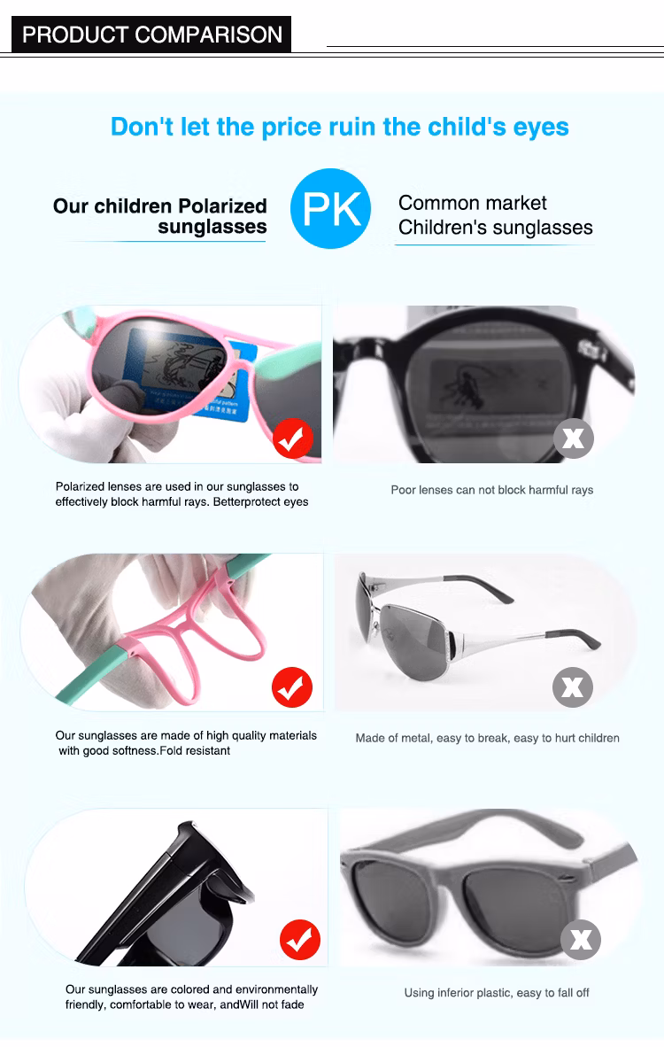 High Quality Custom Kids Sunglasses Polarized Fashion Children Sunglasses