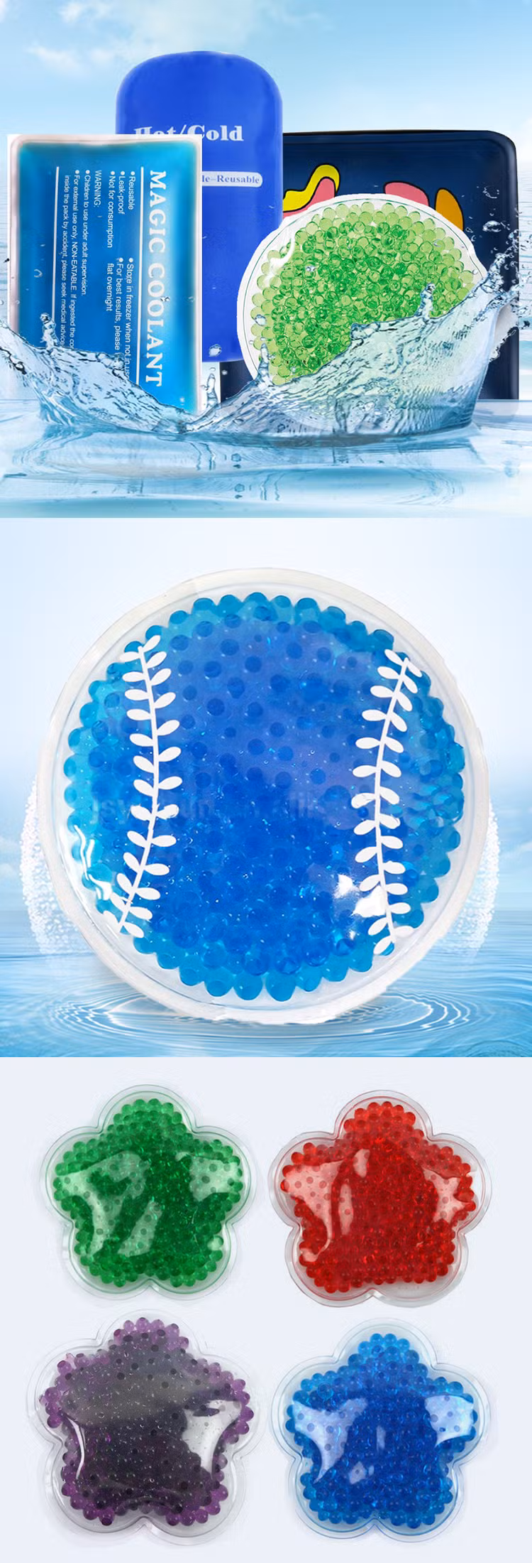 Custom Premium Kids Hot Cold Mini Ice Packs Ice Packs Children Gel Bead Ice Pack Pain Relief Products