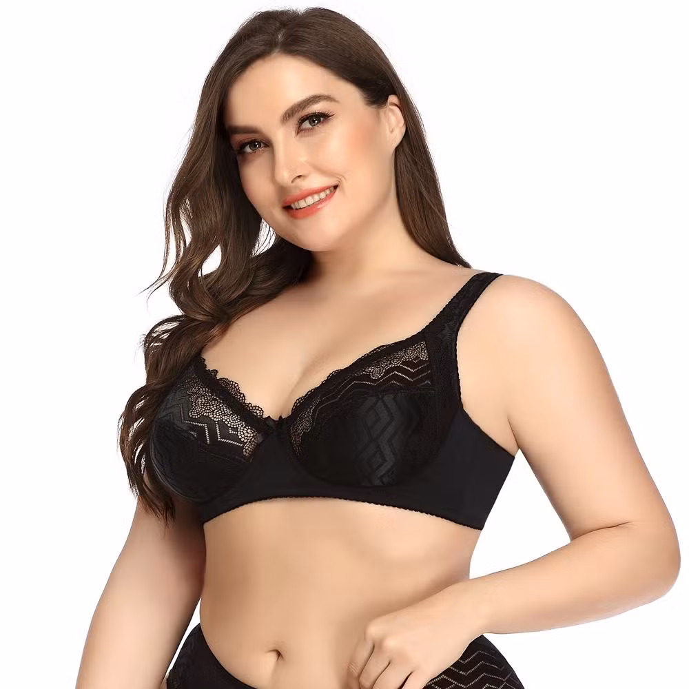 Intiflower Sexy Underwire Bra for Women Soft and Comfortable Vena Bra Elegant Big Cup Set Bow Decoration