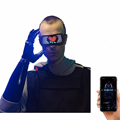 Blue Tooth Programmable Glasses Bar Dynamic Flashing LED Glasses Raves APP Customizable Light up Glass USB Charging