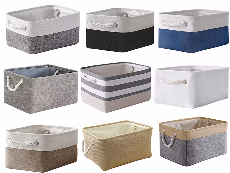 2024 Hot Selling Trend Foldable Canvas Fabric Storage Basket for Home Essentials Wardrobe Bedding and Tools