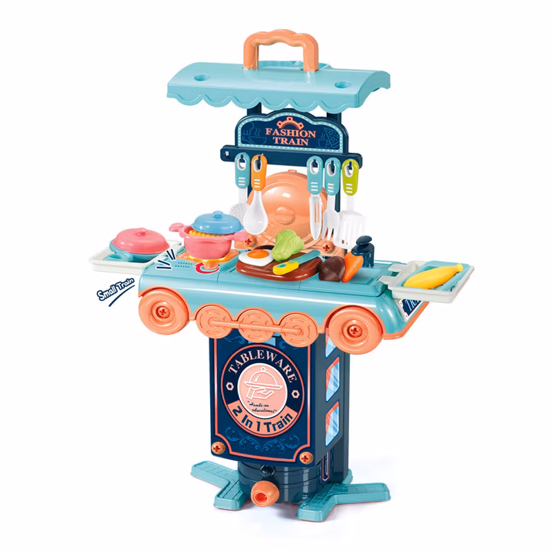Yr86411 Wholesale Fashion Pretend Play Transplant Train Model Creative Cooking Set Toy Role Play Game Kitchen Set Toys Kids
