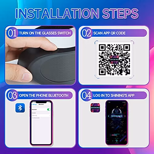 Blue Tooth Programmable Glasses Bar Dynamic Flashing LED Glasses Raves APP Customizable Light up Glass USB Charging