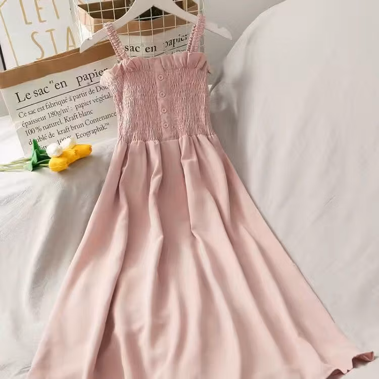 2024 Kids Girls Summer Short-Sleeved Shawl Dress with Waist and Halter