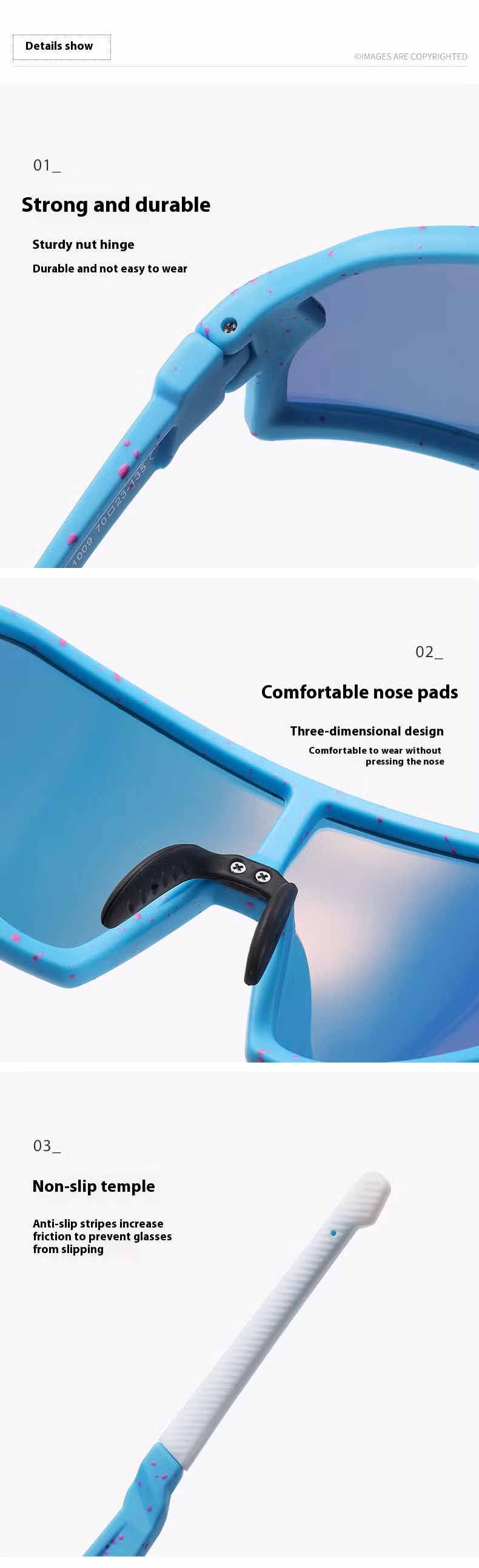 Factory Hot Sell Fashion Children Riding Sport Sun Glasses Black Frame Can Be Matched with Myopia Outdoor Sports Sunglasses